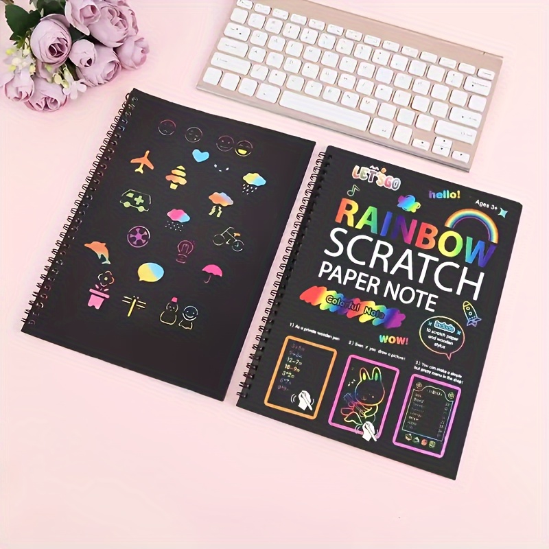Rainbow Scratch Paper Notes Scratch Art Activity Books Rainbow Card Black  Scratch It Off Paper Perfect Travel Activity Or Gift For Teens Adults Small  Set 2 