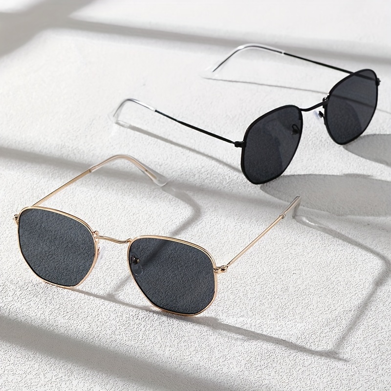 2 Pairs Men's Oval Frame Sunglasses Mixed Metal PC Eyewear
