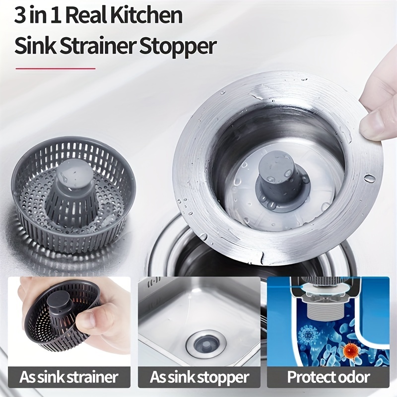 Kitchen Sink Stopper Strainer, Stainless Steel Pop Up Sink Stopper