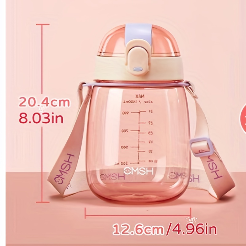 1400ML Cute Cartoon Water Bottle with Straw BPA Free Child Girl