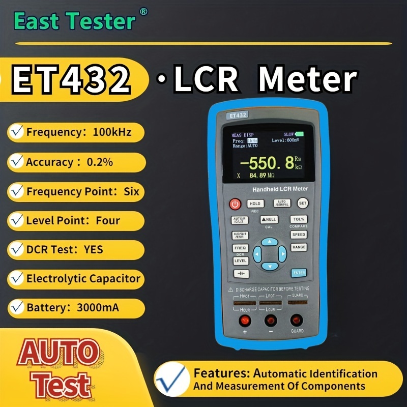 East Tester Lcr Digital Bridge Meter Et43 Usb Handheld High