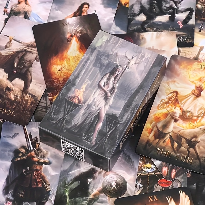 78pcs Runic Tarot Deck With QR Code Pdf Guidebook