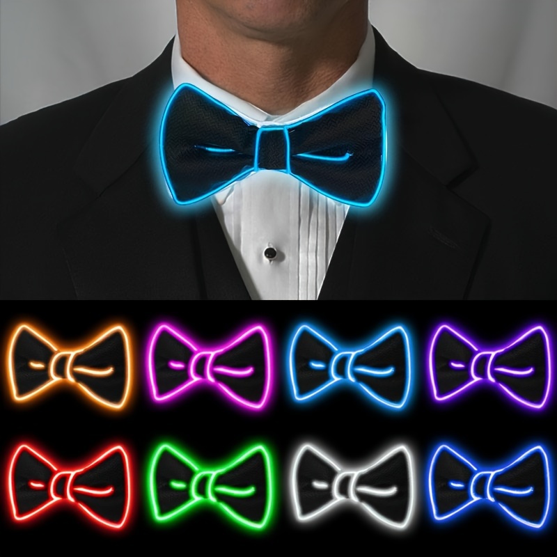 

1pc Adjustable Led Luminous Bow Tie For Men Powered By 2 Aa Batteries (not Included), Bar Bungee Dance Party Atmosphere Halloween Christmas Decoration