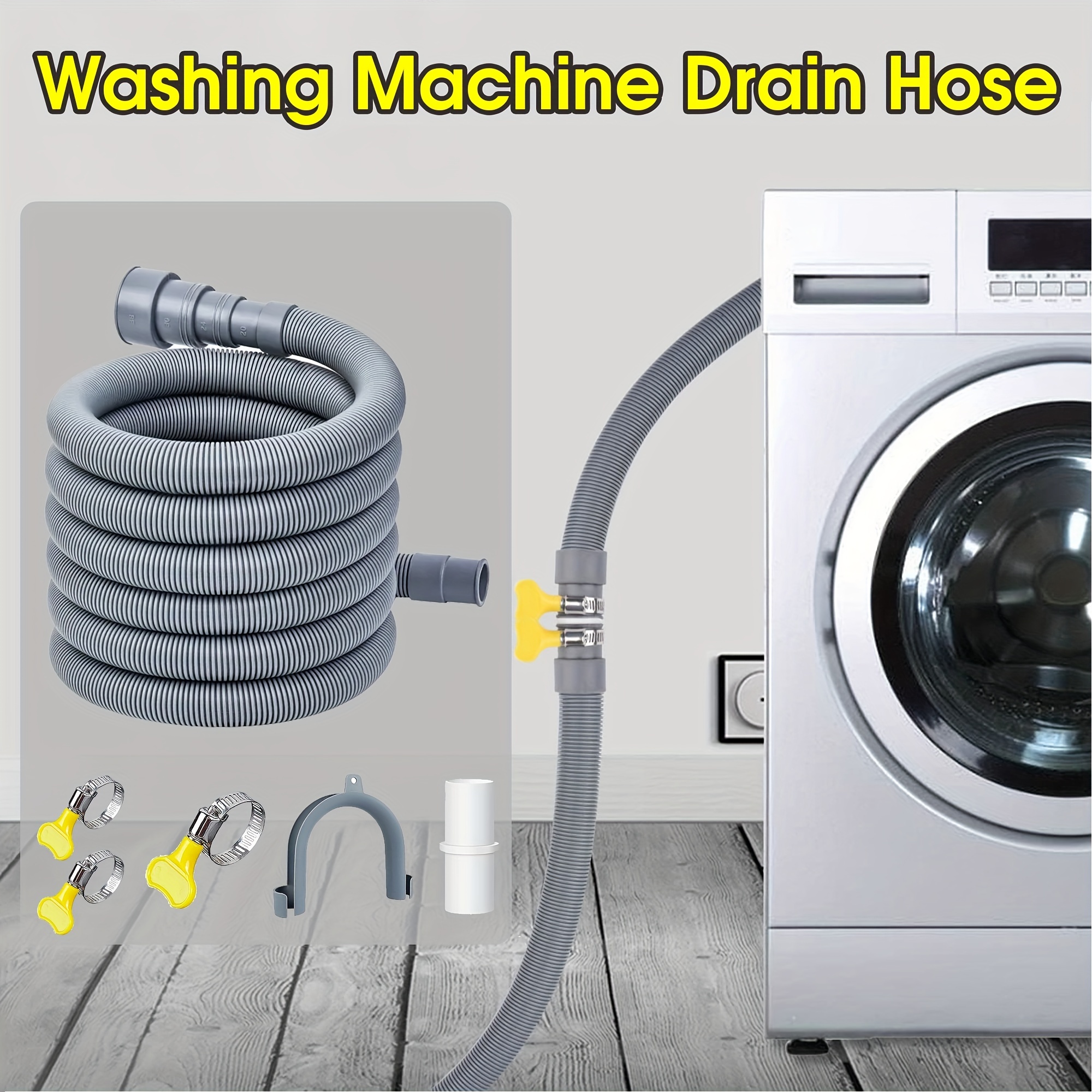 Tuyau de vidange pour machine à laver avec collier de serrage et