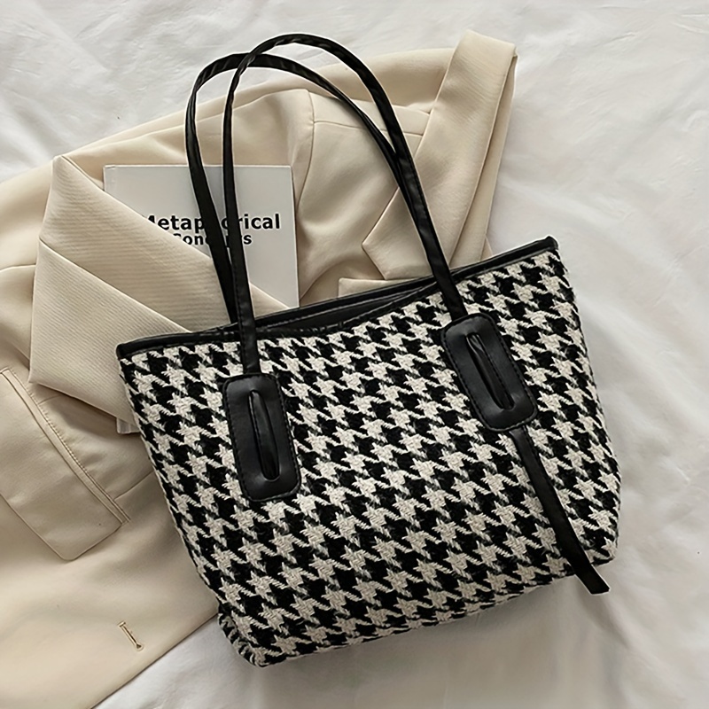 Classic Checkerboard Large Capacity Tote Bag, Pu Leather Lightweight  Shoulder Bag, Casual Versatile Commuter Bag - Temu