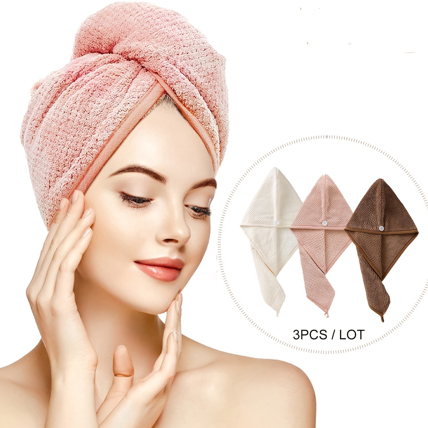 3pcs Microfiber Velvet Hair Towel Wrap for Women | Anti Frizz Towel | Our Store