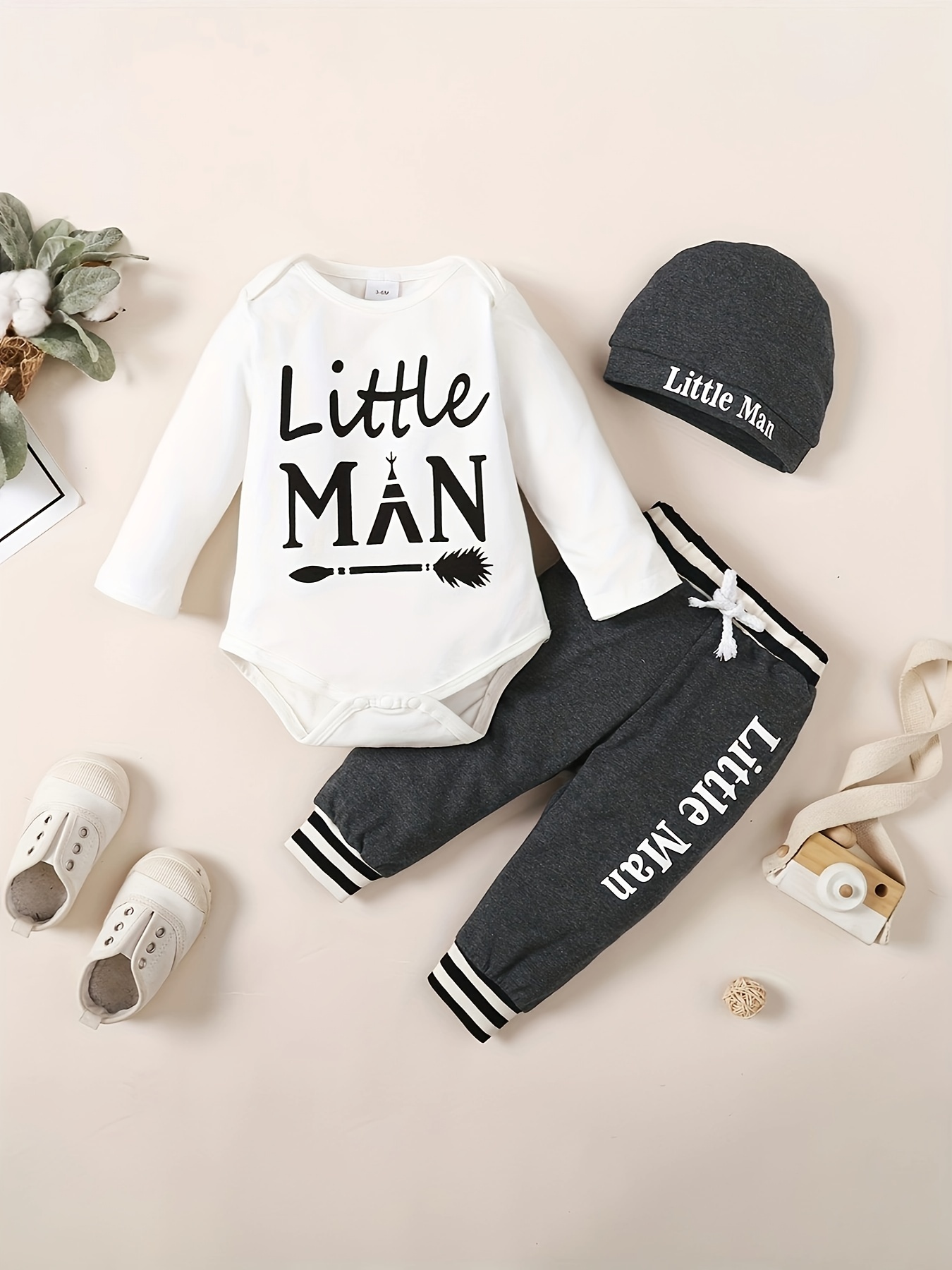 3pcs Baby Girls Romper Set With Letter Print Cute Casual - Temu