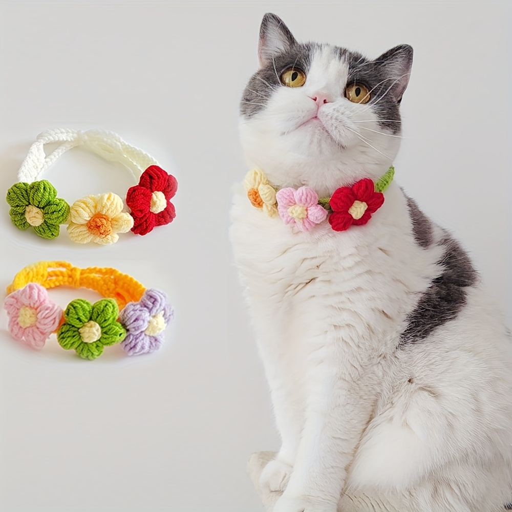 Pet Collar With Bow Tie Adjustable Cat Collar Flowers Are In Bloom