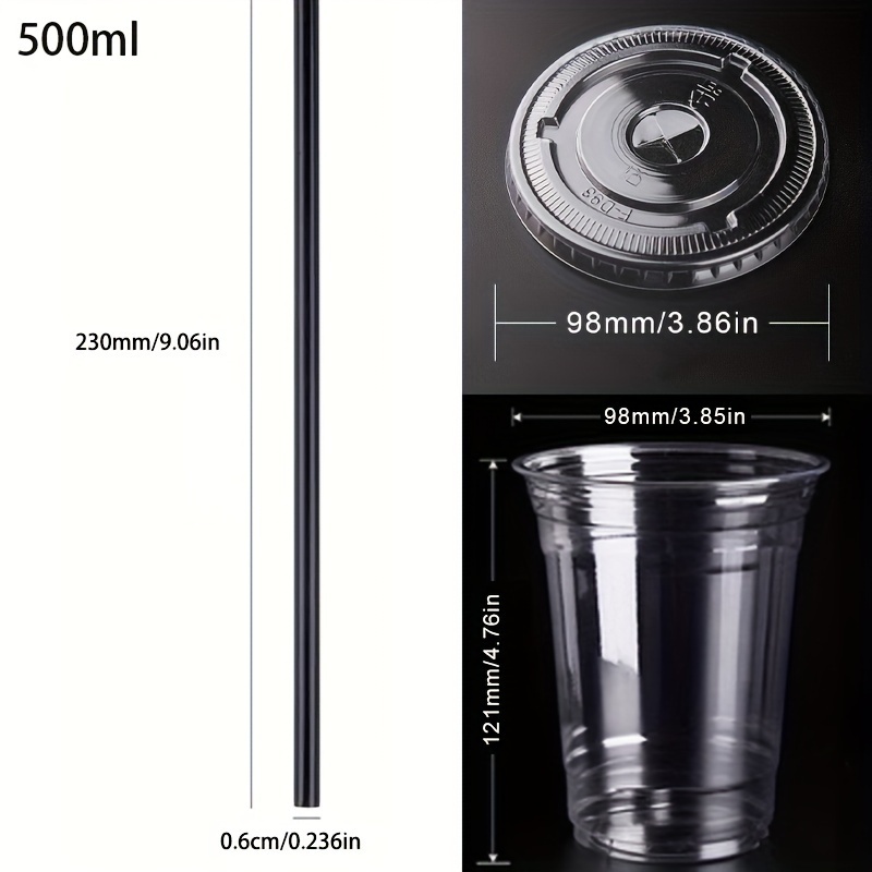 Black/transparent Disposable Cups Straw Pet Plastic Cups - Temu