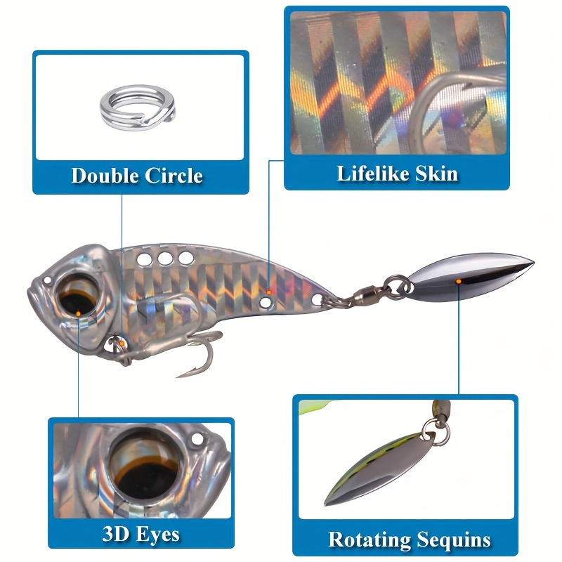 Goture 1pc Silver Vib Metal Lure Rigid Blade Lure With - Temu Canada