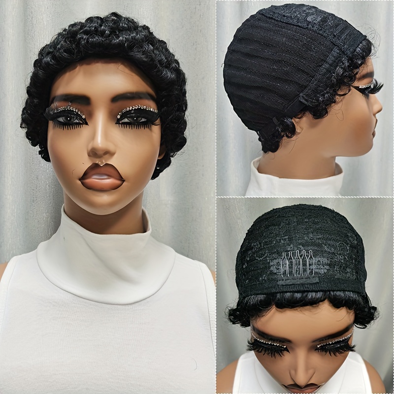 Pixie Cut Short Curly Hair Wigs Remy Brazilian Water Wave - Temu