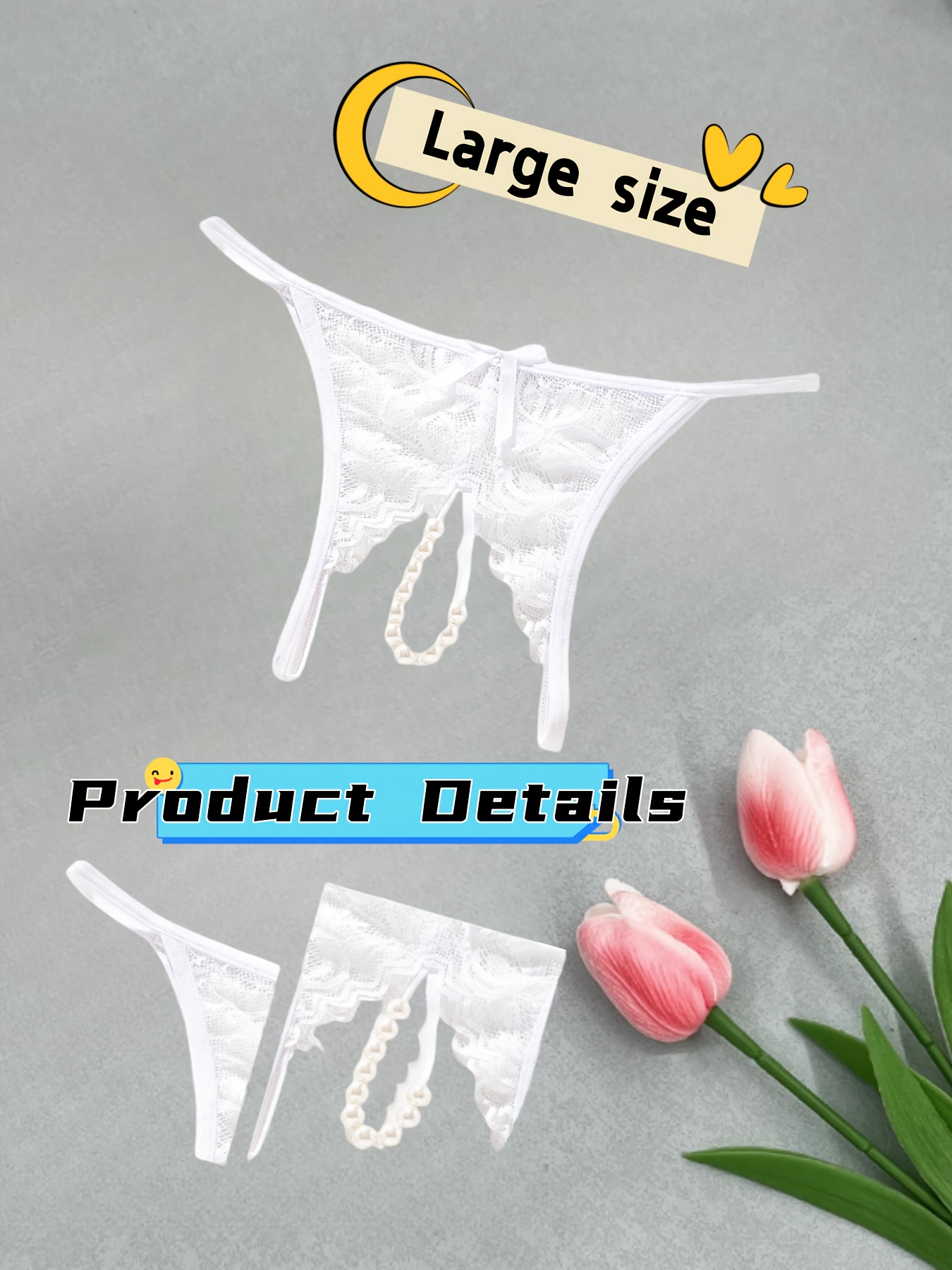 Crotchless Thong for Women Naughty, Sexy Pearl Applique G-String
