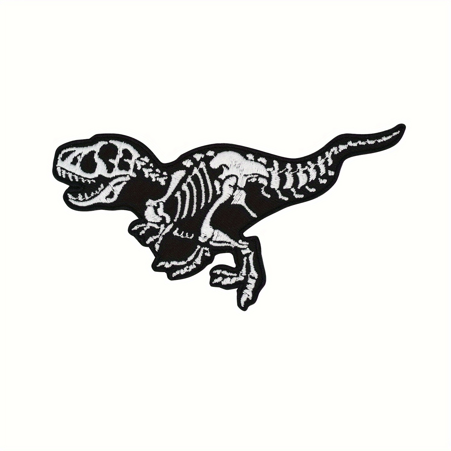 

1pc, Adorable Cool Y2k Embroidery Heat Transfer Film, Dinosaur Skeleton Pattern Iron On Patch, Vintage Stamp Label Badge Logo, For Clothing T-shirt Pillow Bag Diy Supplies