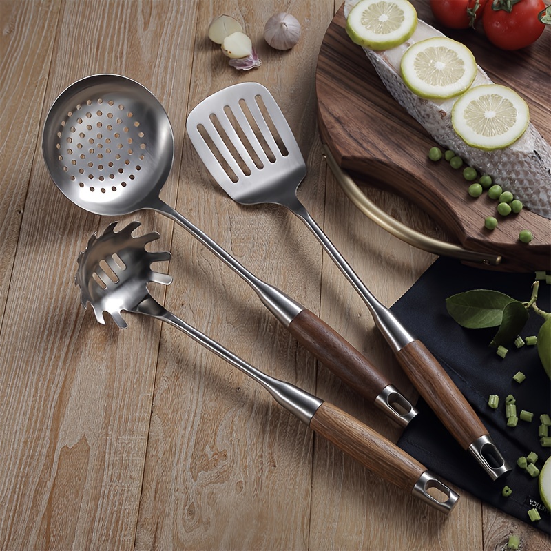 Stainless Steel Slotted Turner & Fish Spatula With Wooden Handle - Kitchen  Tools by Leeseph