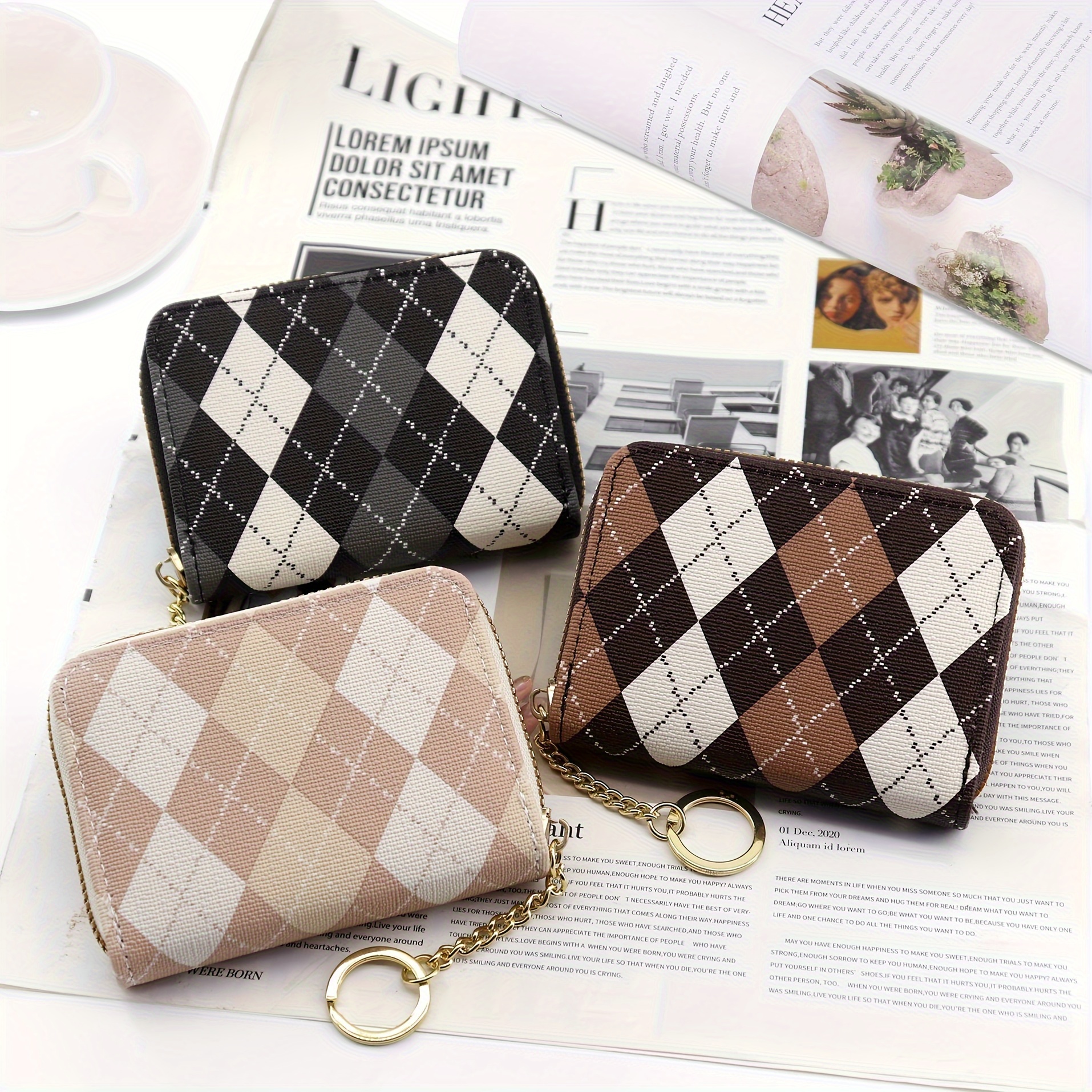 Retro Geometric Pattern Wallet, Pu Leather Multi-card Slots Card Holder  With Wristbands, Perfect Purse For Daily Use - Temu