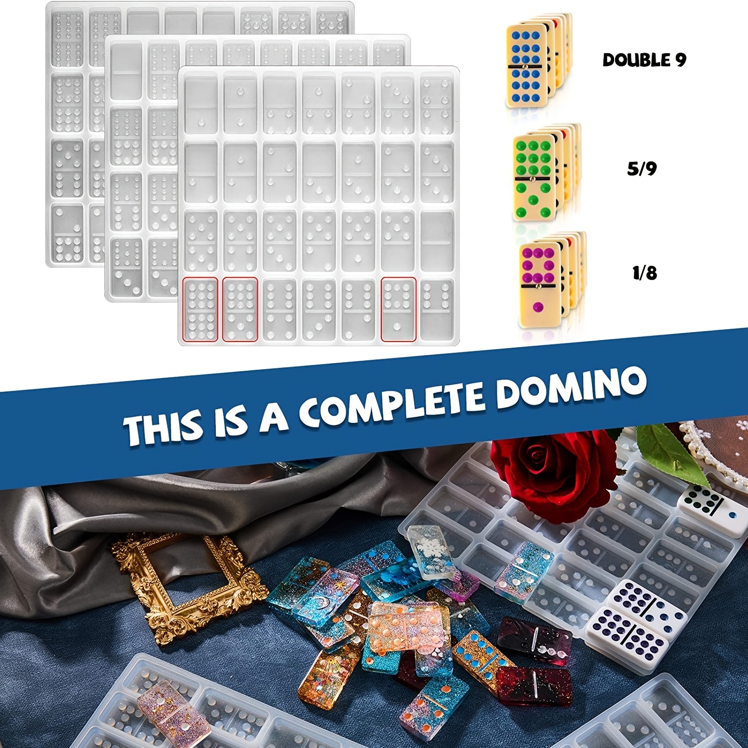 Resin Domino Mold-domino Silicone Mold-resin Dominos Diy-board Game Resin  Mold 