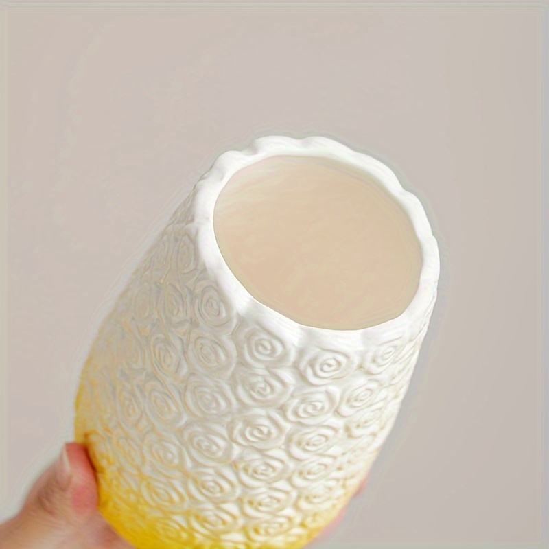 Modern Simple Ceramic Vase Embossed Rose Pattern Vase Living - Temu