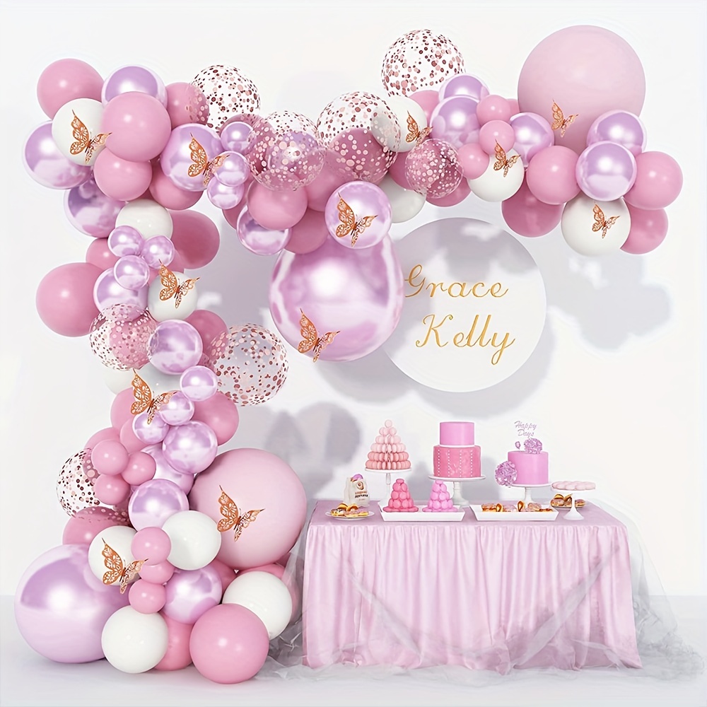 Ballons Rose Set, Ballon Anniversaire, Confettis Rose Clair Ballons Blancs,  Pour Mariage Anniversaire Fête de Fille Baby Shower Décorations, 60 Pièces