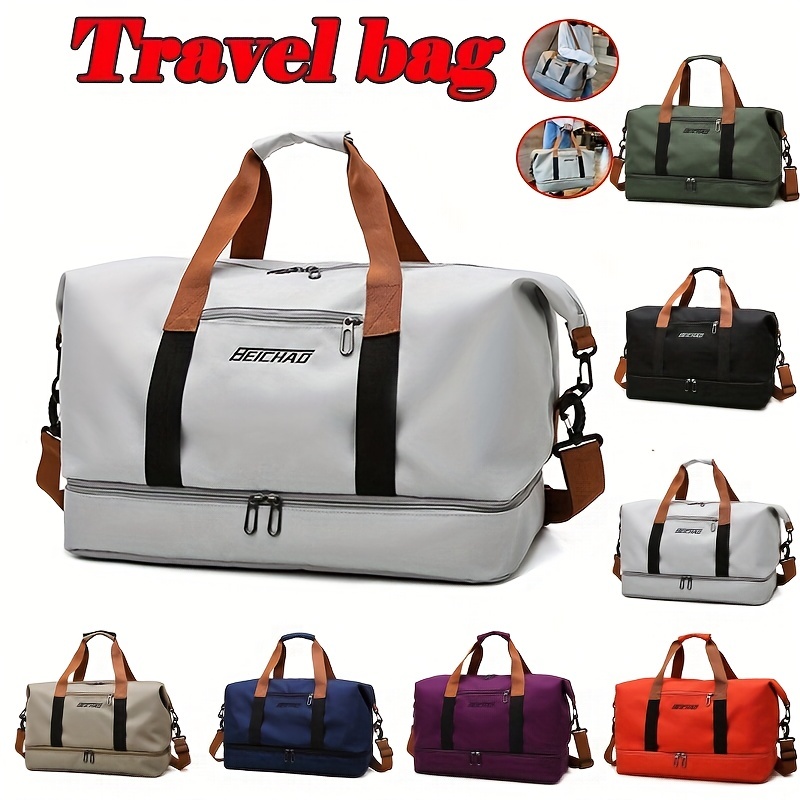 Leather trolley travel Duffel Bag for Men Women 21 inch Travel Sports