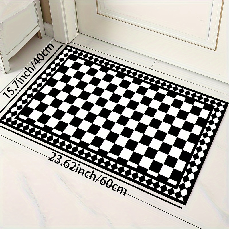 Black And White Checkered Pattern Area Rug Machine Washable - Temu