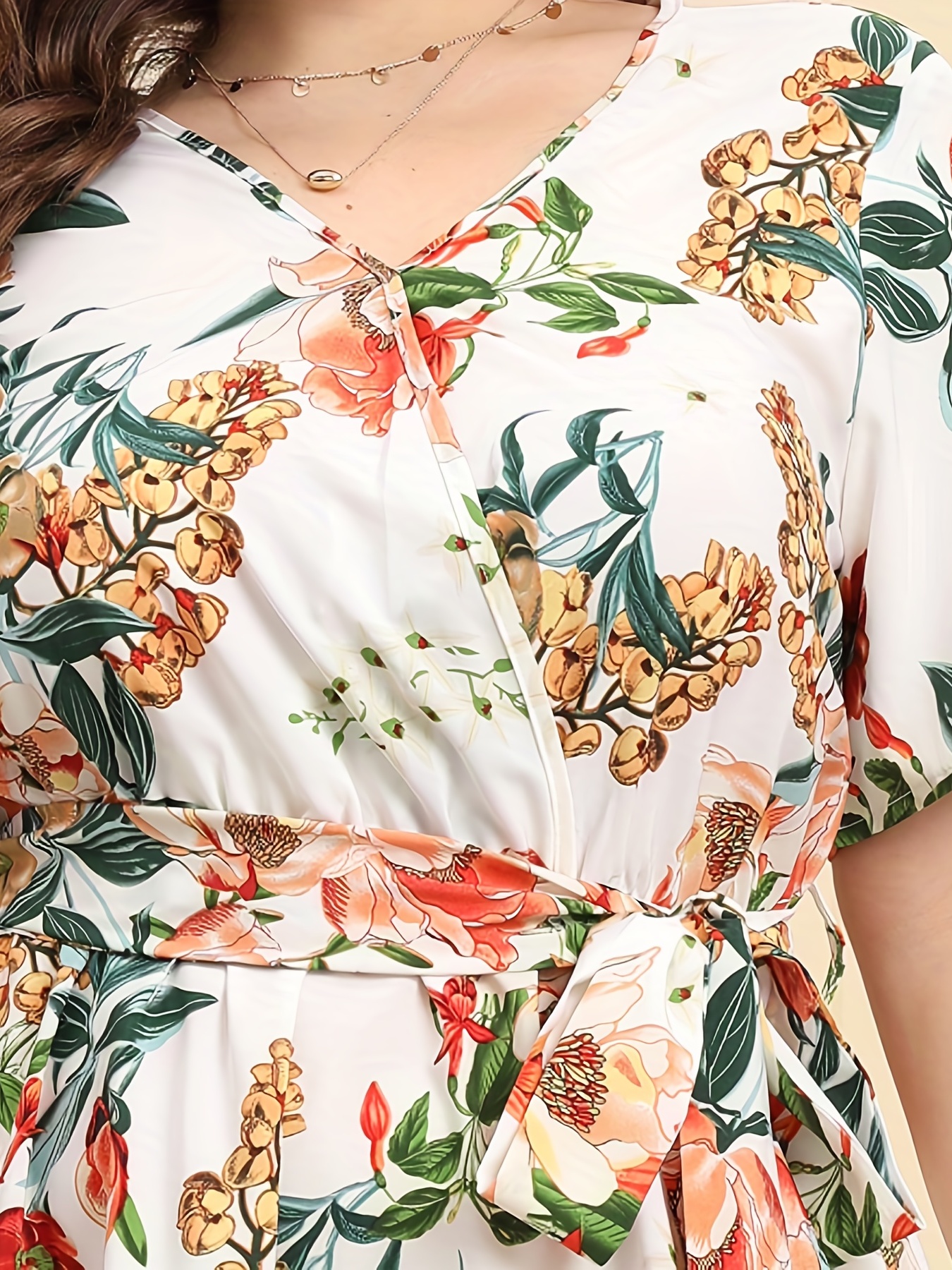 Plus Size Boho Dress Women's Plus Floral Print Short Sleeve - Temu Australia