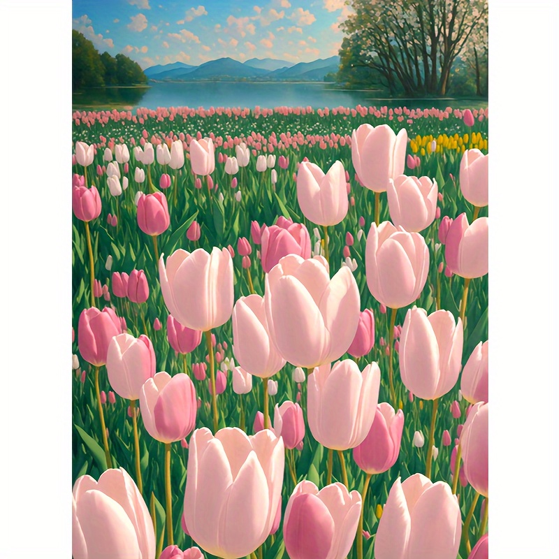 Paint by Numbers Tulips Colorful [Wooden Framed] 16x20 Inch DIY Oil  Painting Canvas Kit with Brushes for Adults and Beginner Kids - Yellow and  Purple Tulips Flowers