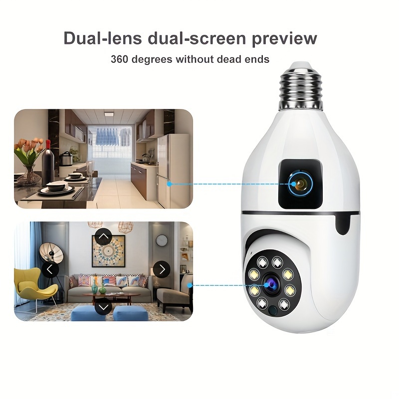 1080p wifi bulb camera wireless baby monitor dual lens color night vision two way audio indoor video surveillance cctv cameras details 5