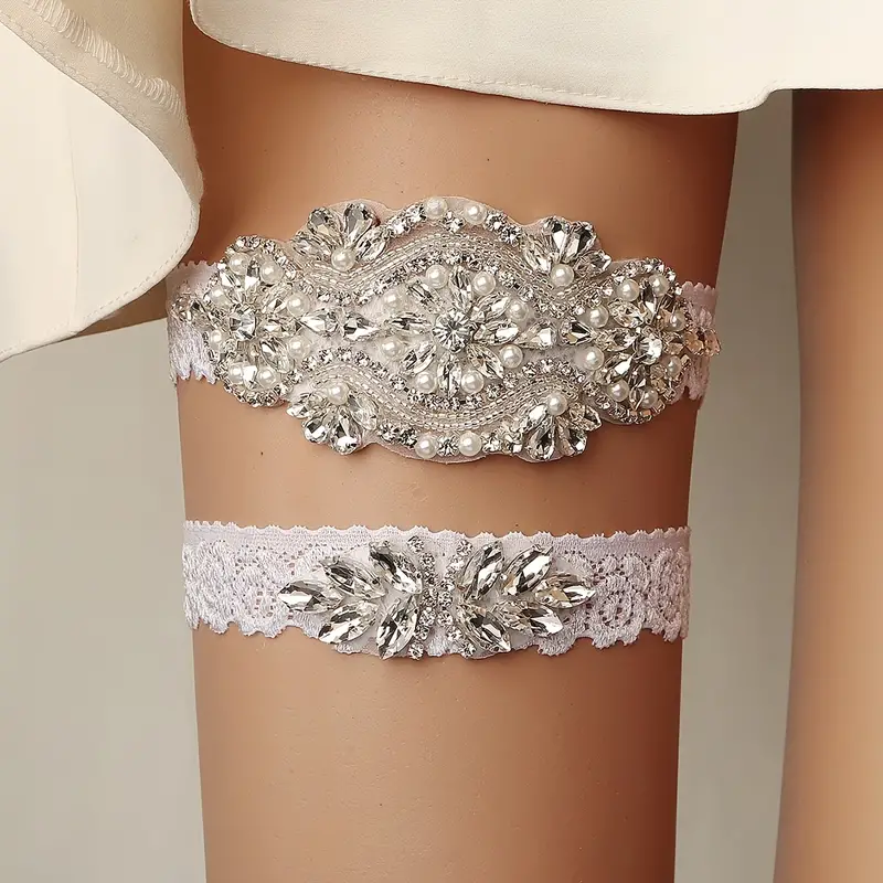 Lace Bridal Garter With Pearl Details Wedding Garter Set Bridal