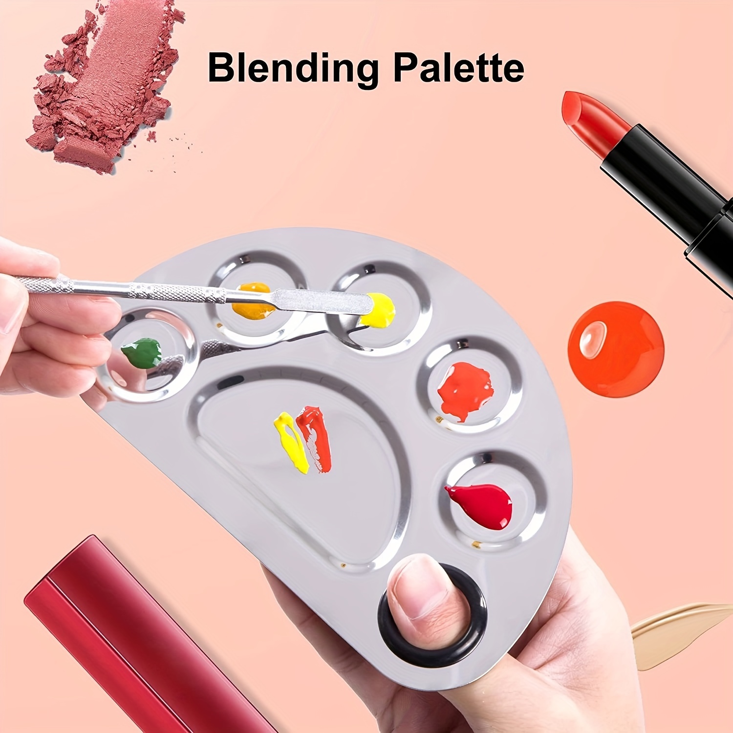 Stainless Steel Makeup Palette Cosmetic Mixing Palette With - Temu