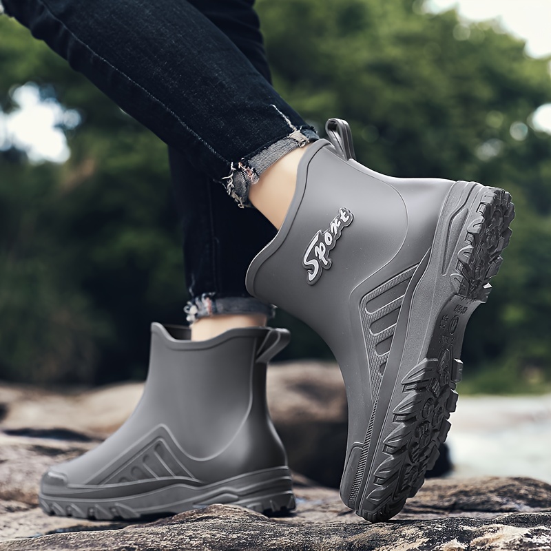 Mens Non Slip Rubber Waterproof Rain Boots Mens Fashionable Ankle