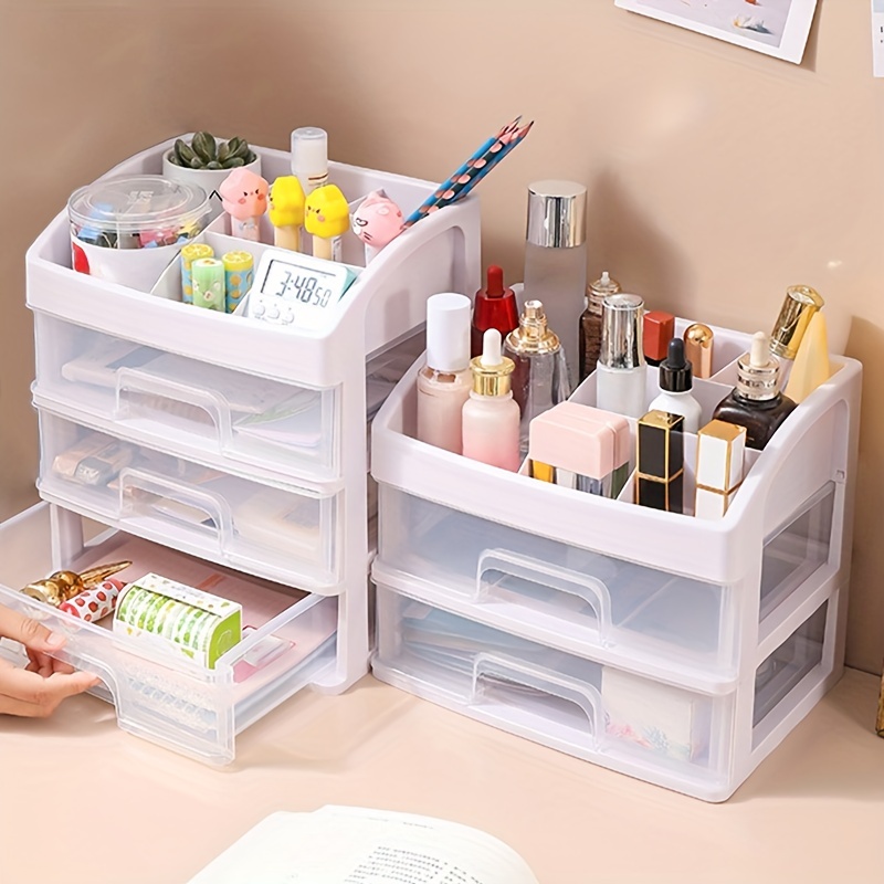 Small Desk Organizer | 4 Tier Clear Cosmetic Makeup Organizer | Table  Organizer With Drawer, Desktop Storage Drawers For Arts Crafts Stationary  Cosmet