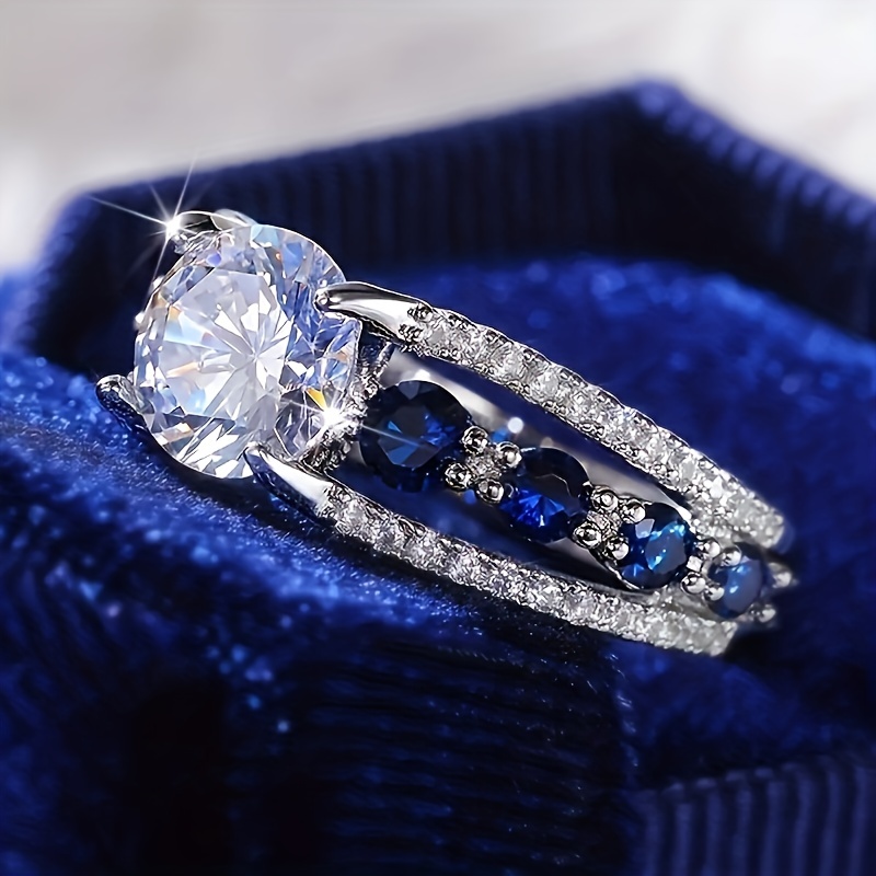 Blue sapphire deals cubic zirconia rings