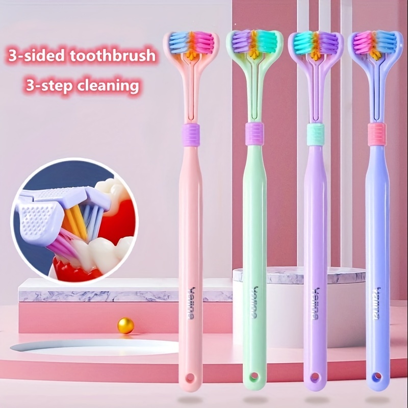 

1pc Threesided Soft Bristle Toothbrush, Bristle Travel Toothbrush For Adult, Soft Bristle Toothbrush, Complete Teeth And Gum-care Great Bristles Clean Each Tooth Soft And Gentle Toothbrush