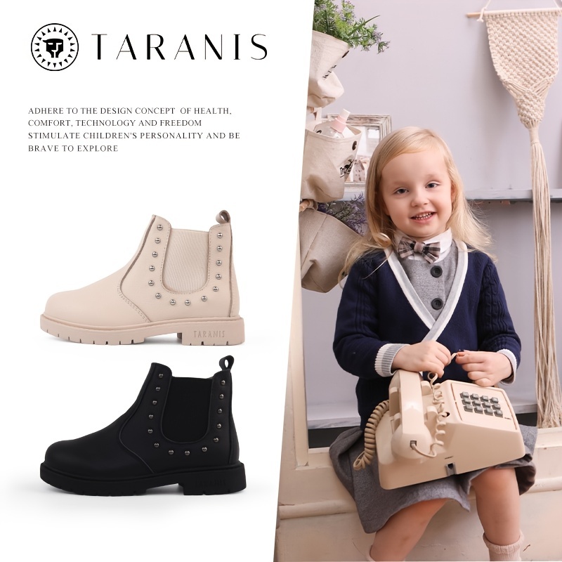 JIAGEYA Trendy Elegant Ankle-High Boots for Girls Kids, Comfortable Non Slip Boots for Indoor Outdoor Travel, Autumn, Christmas Styling & Gift, and