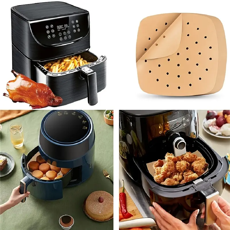 Air Fryer Liners, Square Unbleached Air Fryer Disposable Paper Liner, Food  Grade Perforated Parchment Paper For Baking Roasting Microwave,  Grease-proof, Water-proof, Non-stick - Temu