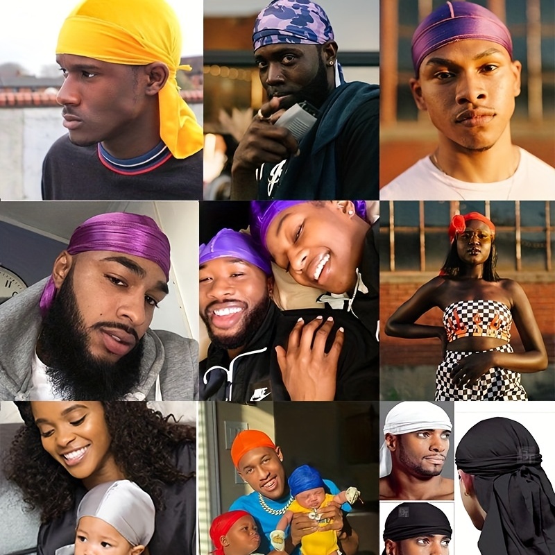 4PCS Silky Durags for Men Women 360 Waves with 1 Wave Cap, Silky