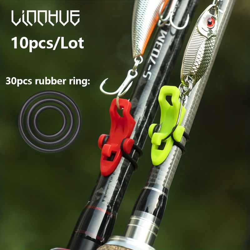 Fishing Rod Hook Keeper 10 PCS Fishing Lure Keeper For Rod 2 Rubber O-Rings  Design Fishing Pole Hook Holder Worm Treble Hooks