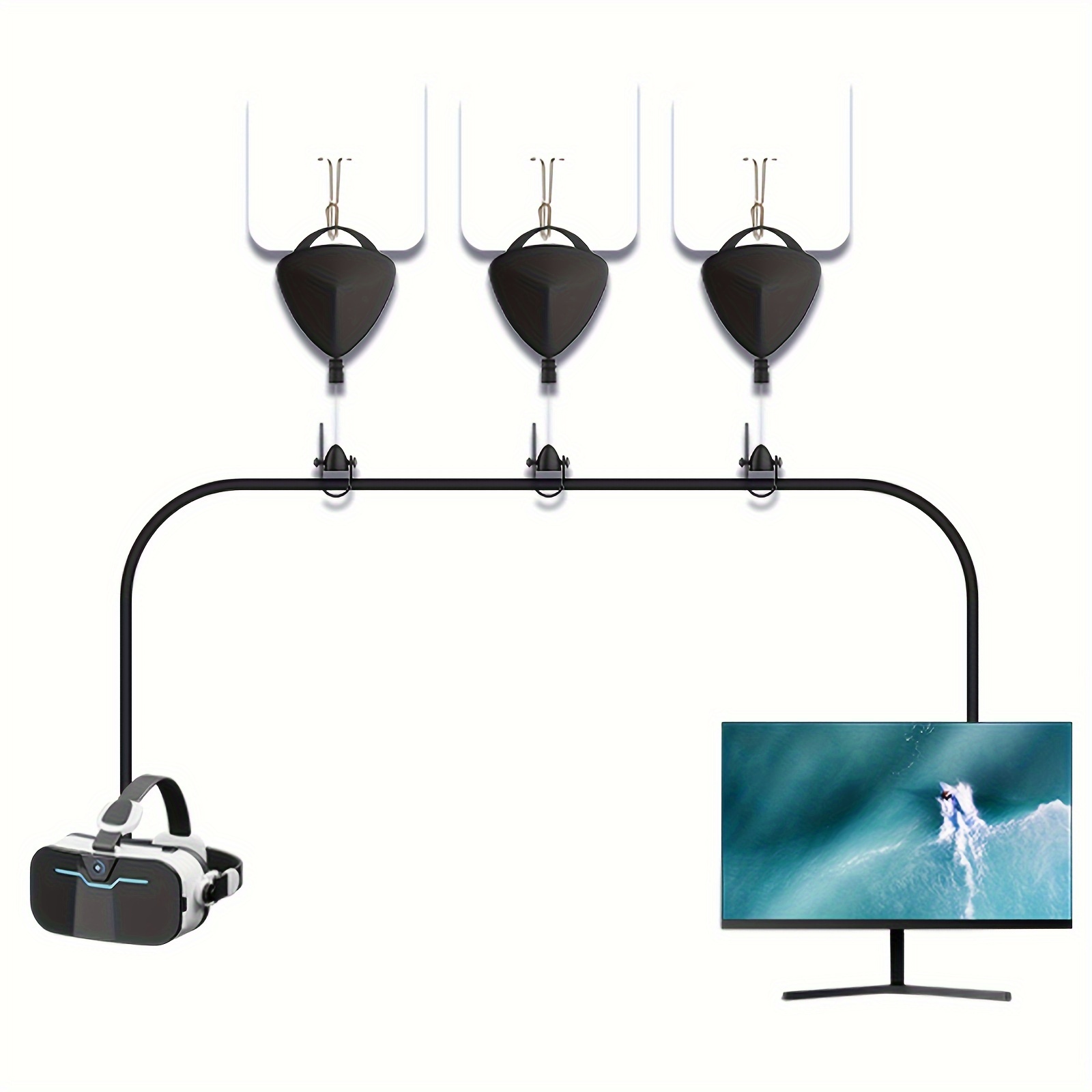 KIWI design VR Cable Management Retractable Ceiling Pulley System  Compatible with Quest3/Quest 2/HTC Vive/Valve Index