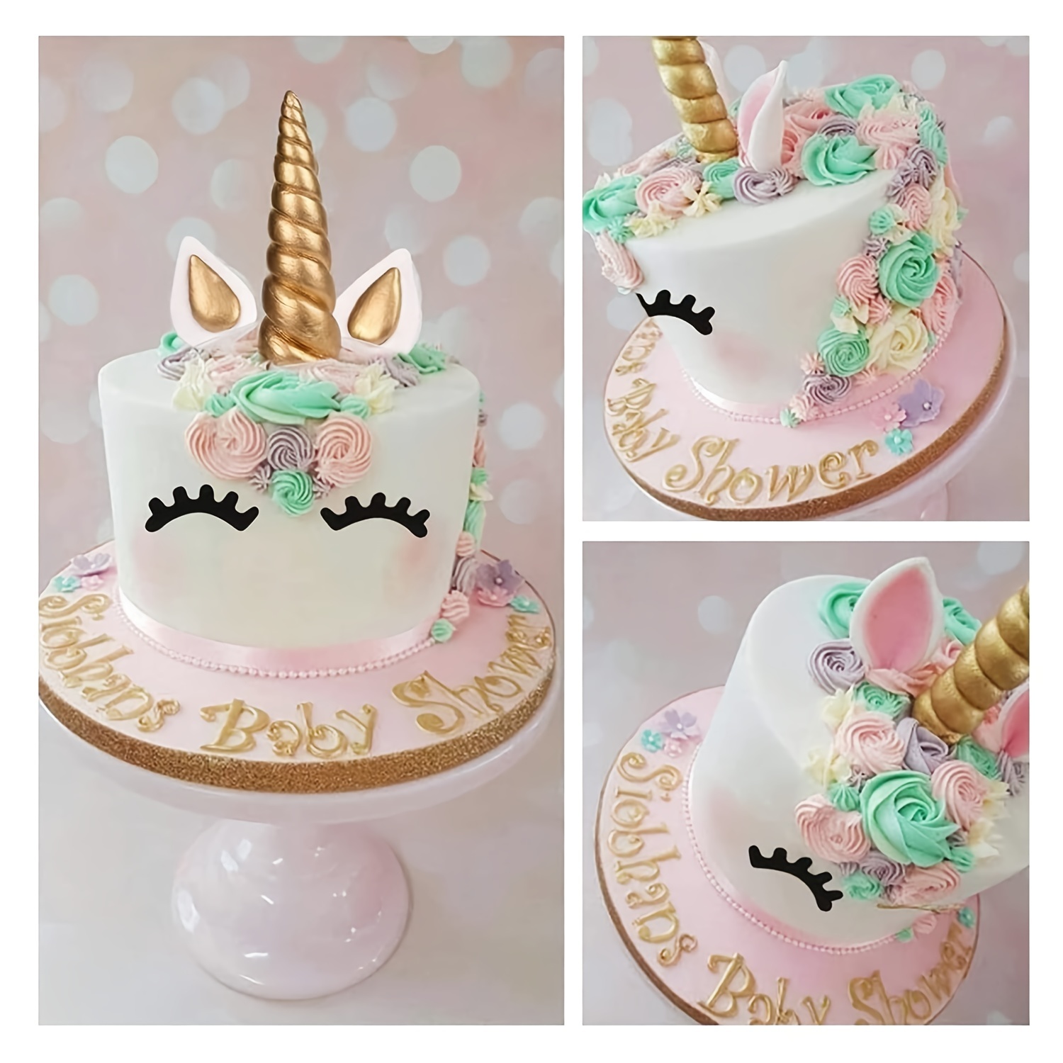 Unicorn Cake Topper With Eyelashes Birthday Party Supplies - Temu