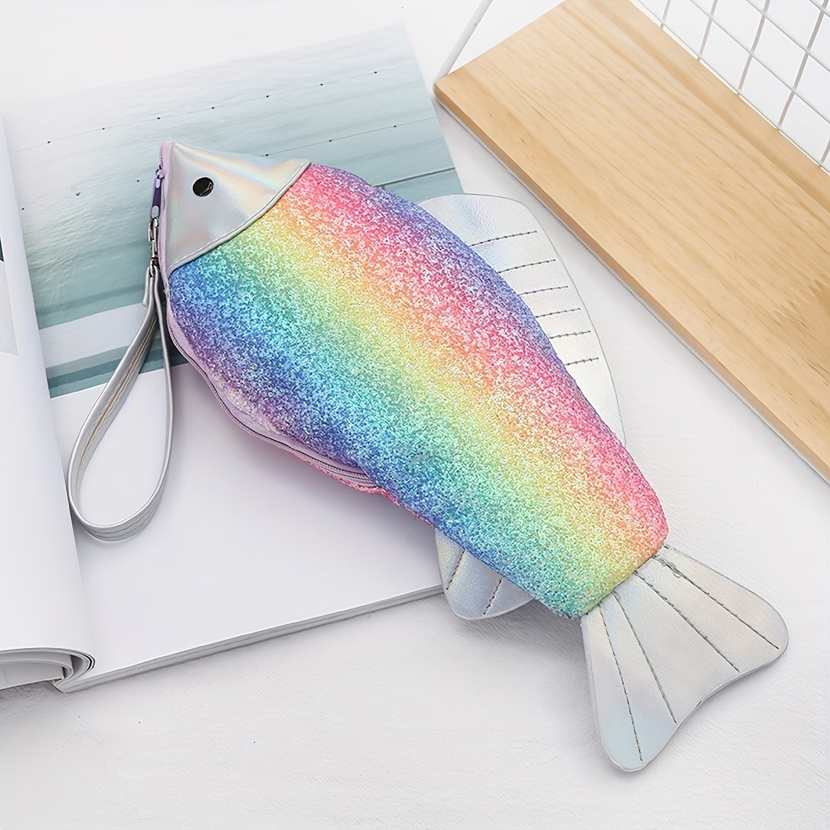 Carp Pen Bag Realistic Fish Shape Make-up Pouch Pen Pencil Case with Zipper  Makeup Pouch