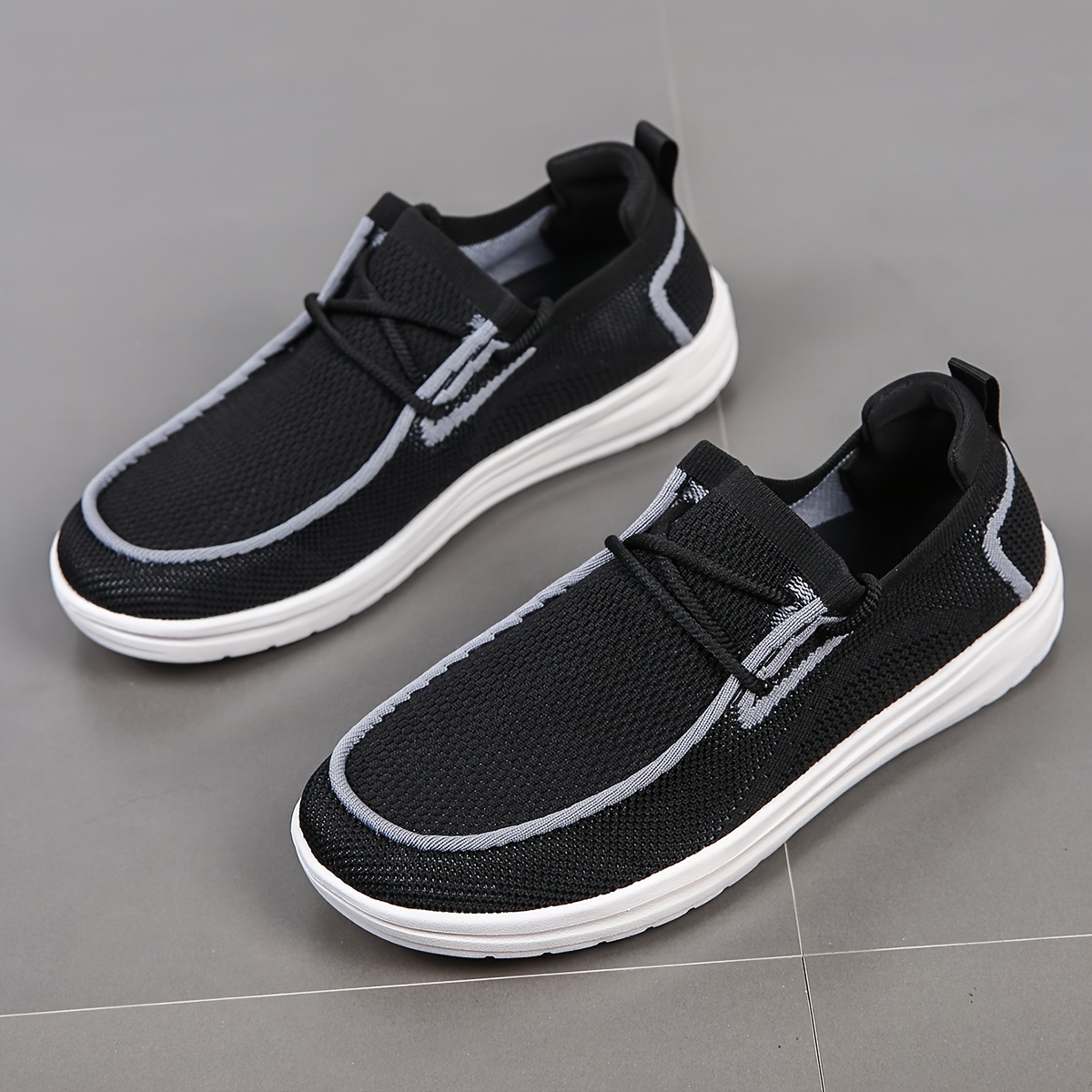 Mens Woven Knit Breathable Sneakers Comfy Non Slip Casual Loafer Shoes ...