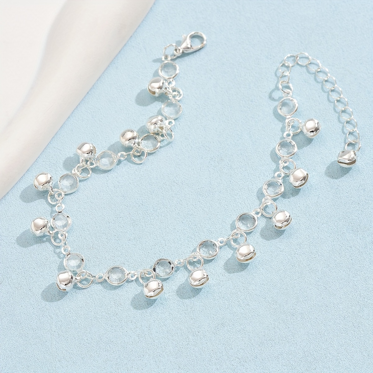 Stylish Minimalist Beach Artificial Crystal Bell Pendant Anklet For Everyday Party Wear Jewelry