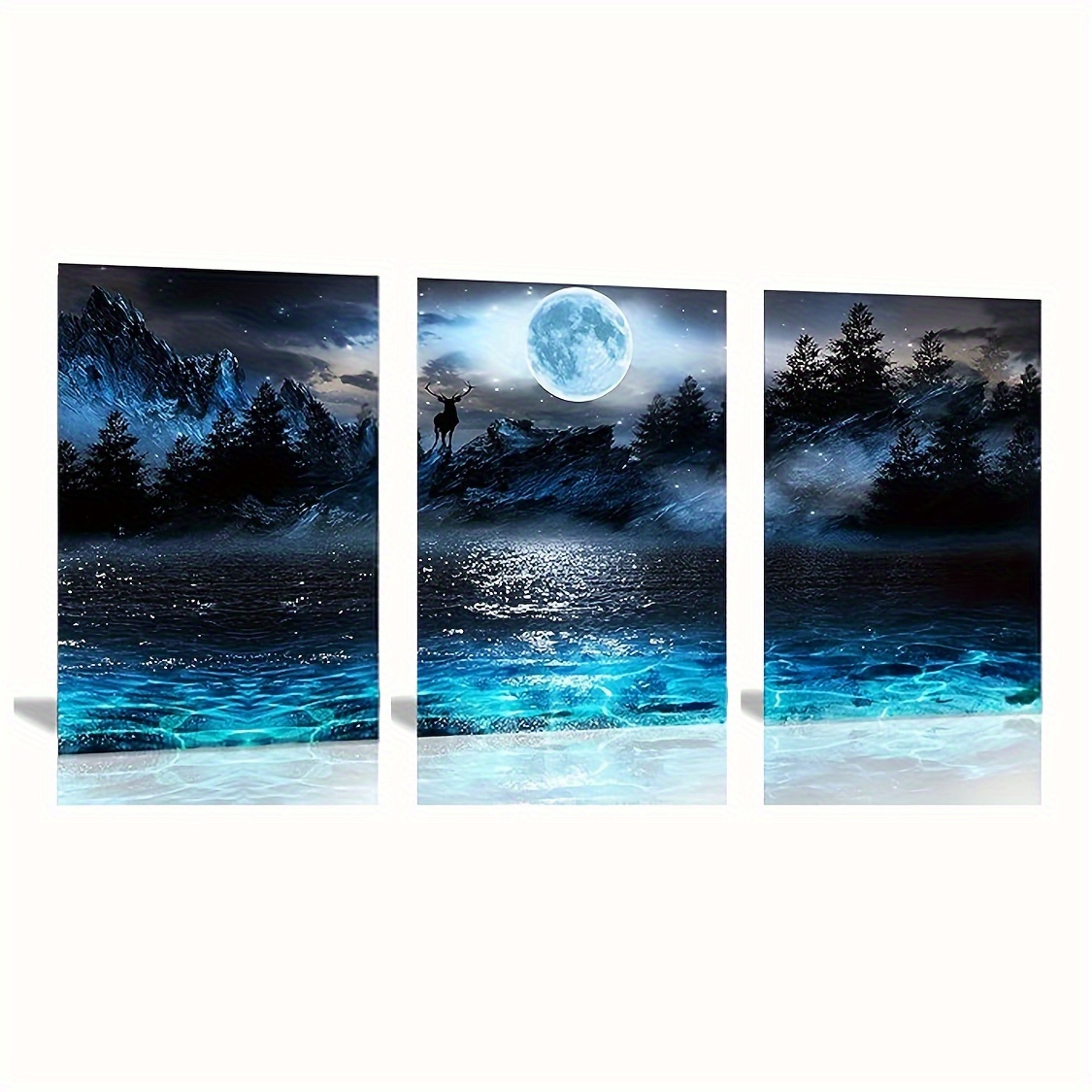 Full Moon Reflection Canvas Painting Nature Landscape Poster