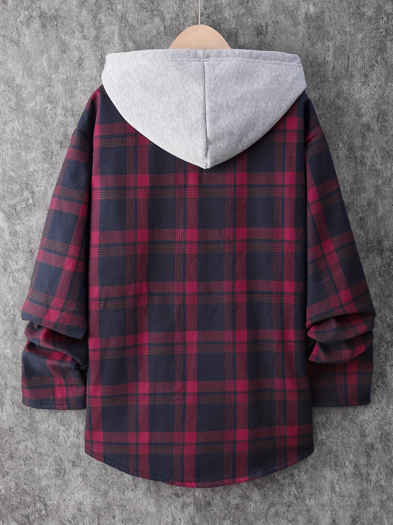 Plaid Shirt Coat For Men Long Sleeve Casual Regular Fit Button Up Hooded  Shirts Jacket Shacket