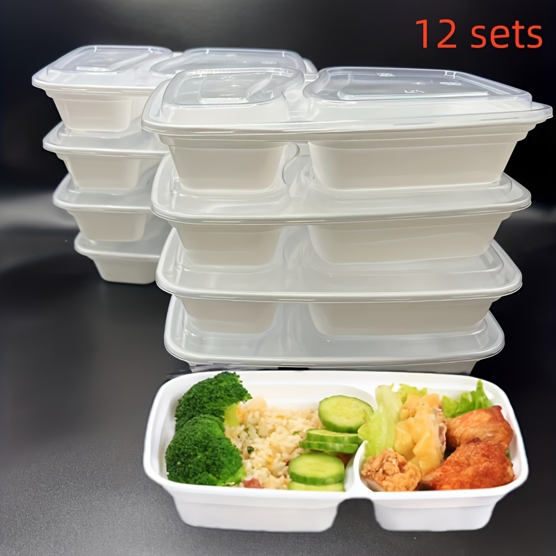 50pcs 30oz Meal Prep Containers 2 Compartment with Lids Food Storage 25 set  