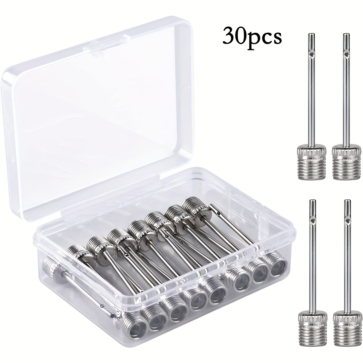 

30pcs Stainless Steel Air Pump Needle, Premium Inflation Needles, Pump Needle For Football, Basketball, Soccer, Volleyball Or Rugby With Portable Storage Box