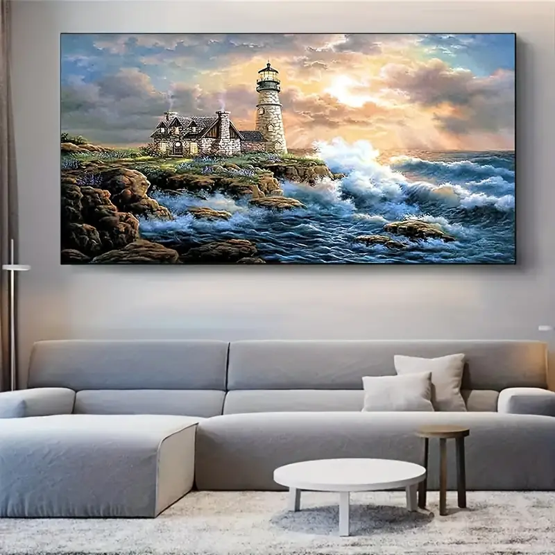 Large Paint By Numbers For Adults Beginners Diy Lighthouse - Temu