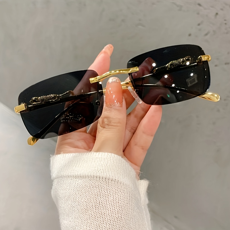 Buy Unisex Stylish Small Rectangle Cut Rimless Sunglasses UNBREAKABLE  LENSES Designer Shades Frameless Retro Ultralight UV400 Sunglasses Metal  Frame Eyewear for Men Women - Lowest price in India| GlowRoad