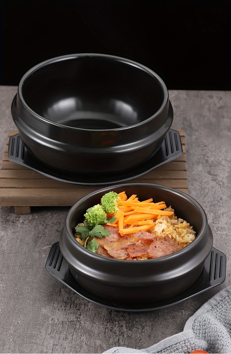Stone Bowl With Tray, Korean Stone Bowl For Bibimbap, High Temperature  Casserole With Tray, Ceramic Casserole, Multipurpose Casserole For Cooking  Catering, Kitchen Utensils, Kitchen Supplies, Back To School Supplies - Temu