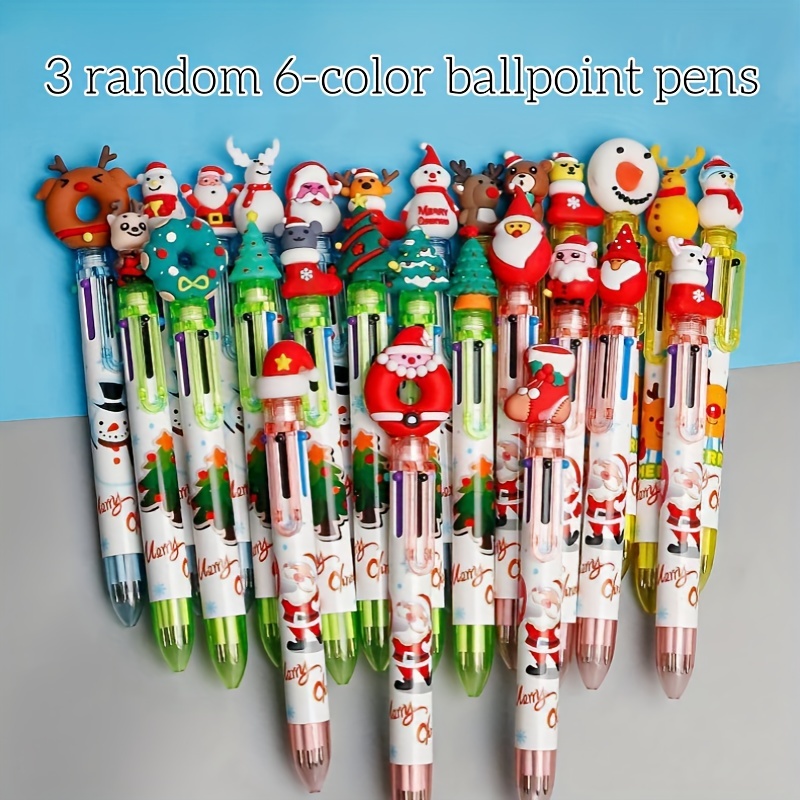 Random Color Christmas Ballpoint Pens Colorful Pens Writing - Temu